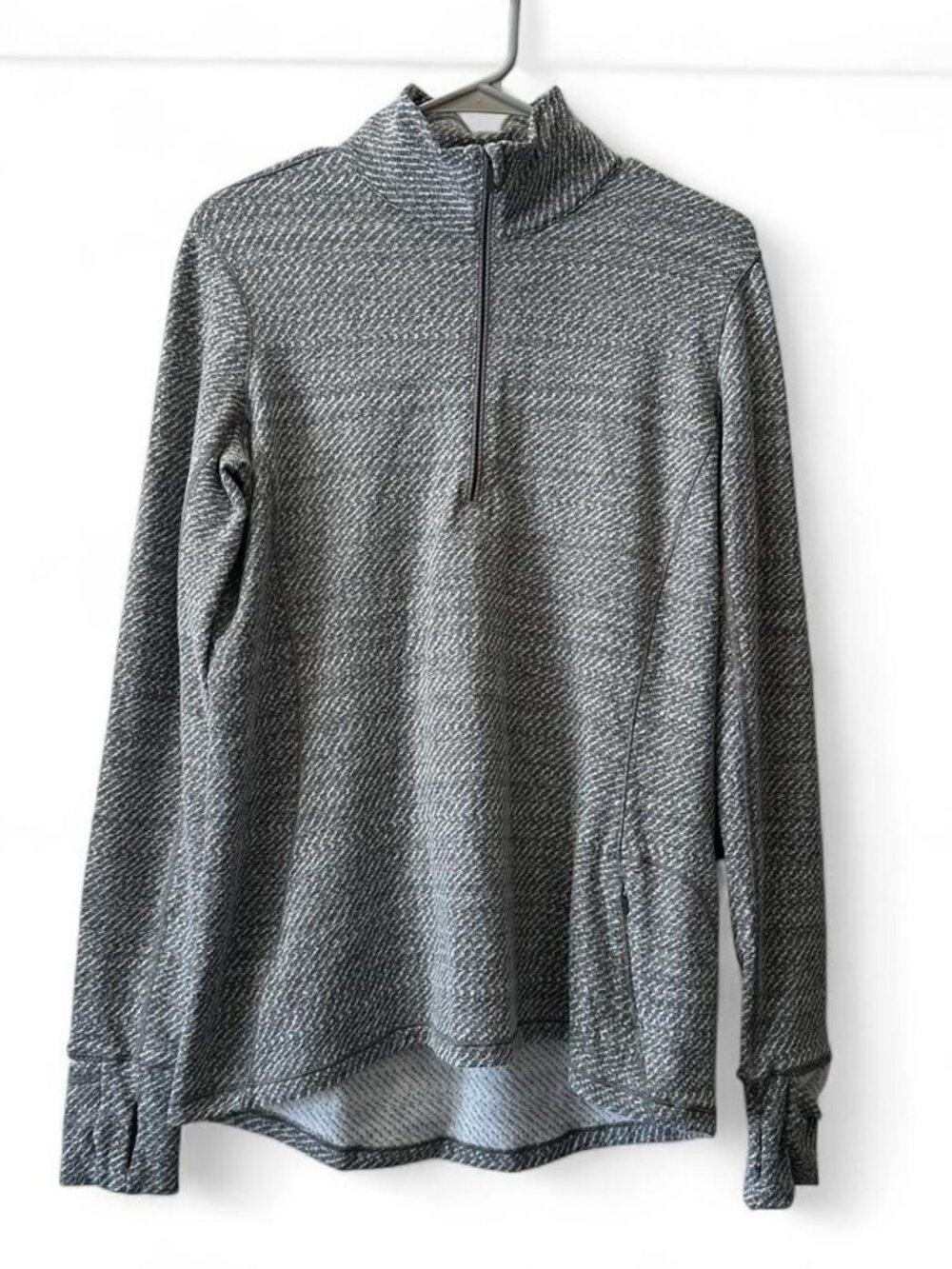 Lululemon Outrun 1/2 Zip Hazy Heather Heathered White Heathered Black- Size 10